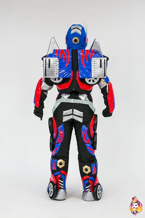 Robot Blue mascot costume — back view