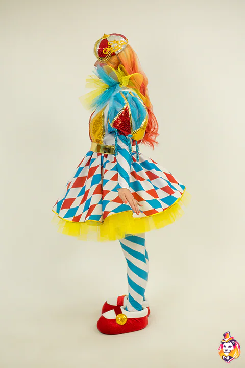 Costume d’animateur Clownette à losanges — vue de profil