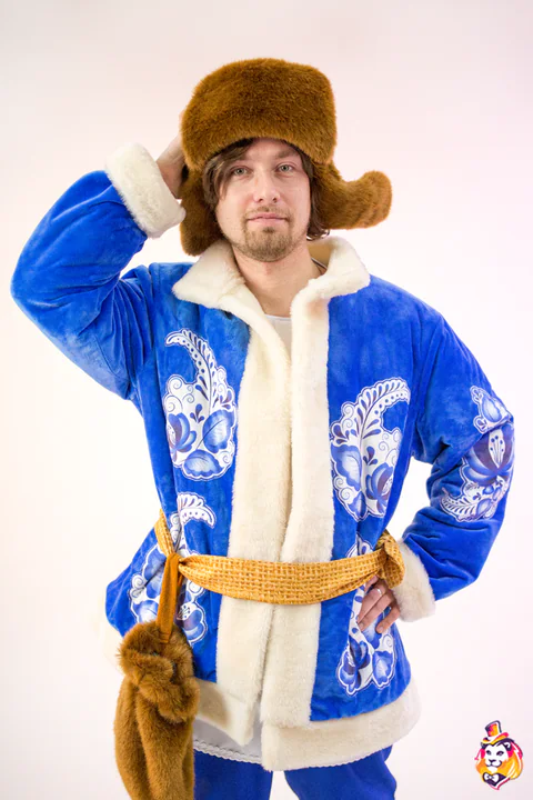 Lad in a Blue Patterned Coat entertainer costume — detail