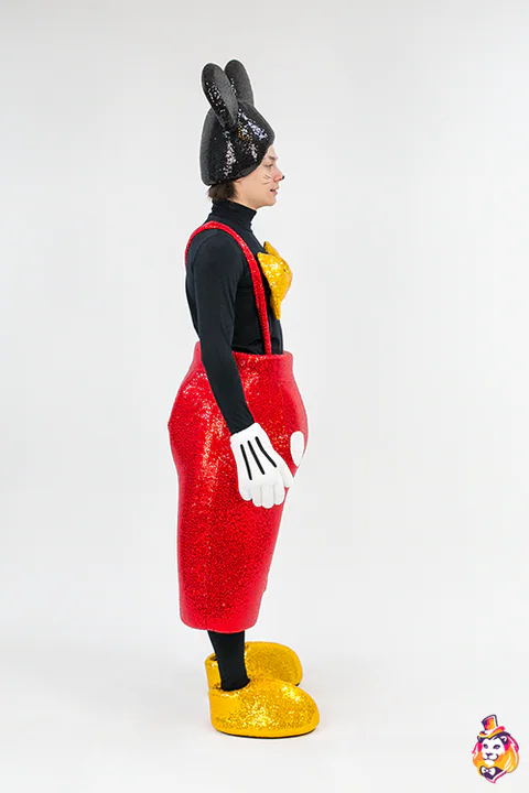 Red Sequin Shorts Mouse entertainer costume — side view