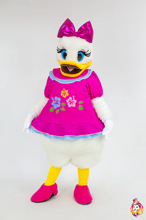 Duck Girl in Flower Top Mascot Costume