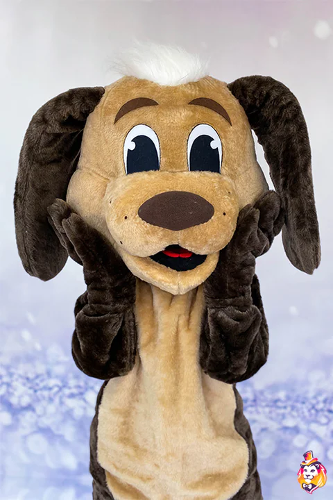 Brown Dog mascot costume — detail