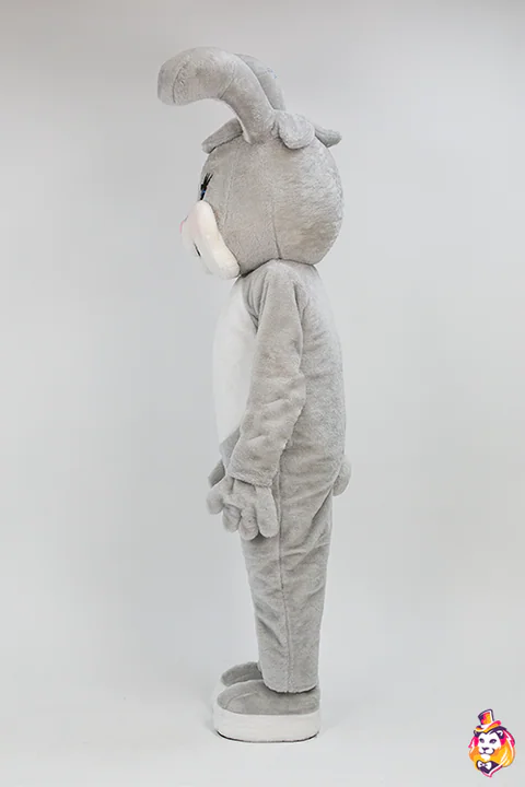 Mascottepak Grijs konijn – zijaanzicht