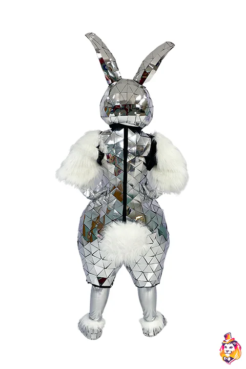 Rabbit Disco mascot costume — back view