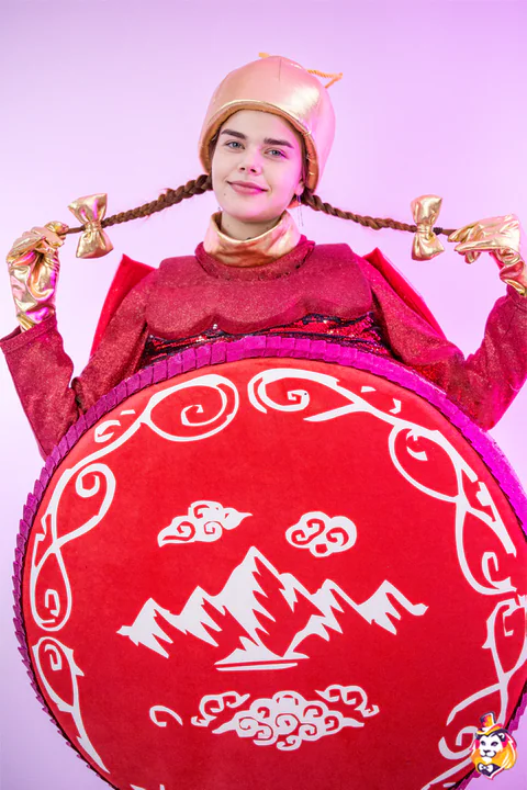 Costum de animator Glob de brad, roșu – detaliu