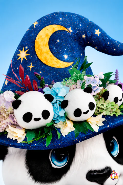 Panda the Wizard mascot costume — detail