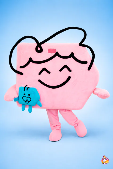 Pink Button Mascot Costume
