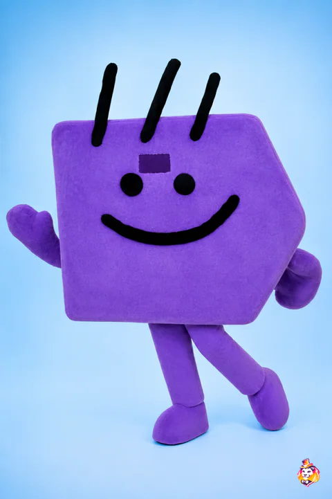 Purple Button Mascot Costume
