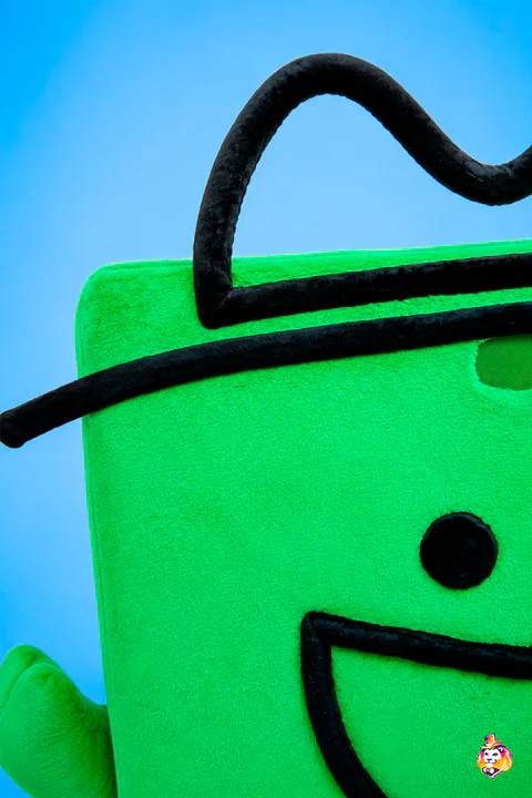 Green Button mascot costume — detail