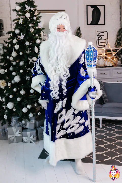 Blue Santa Claus with White Hat Party Entertainer Costume