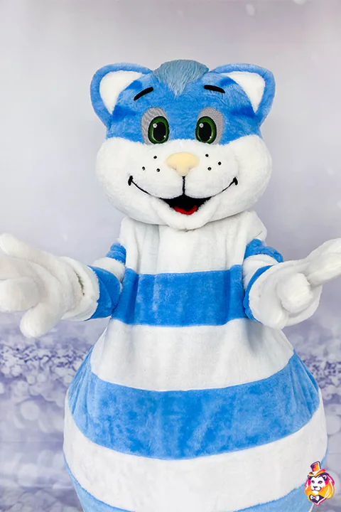 Blue Striped Cat mascot costume — detail