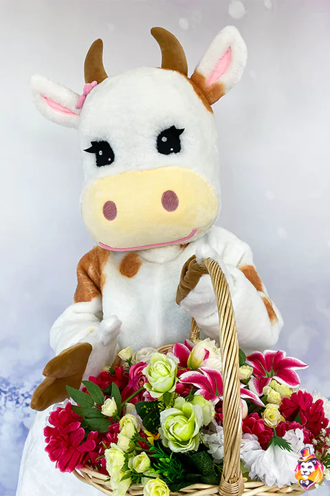 Floweret Cow mascot costume — detail
