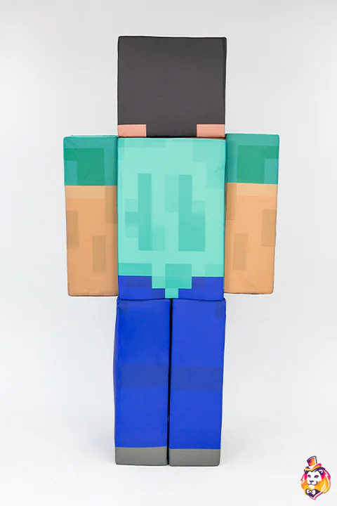 Super Digger Blue mascot costume — back view