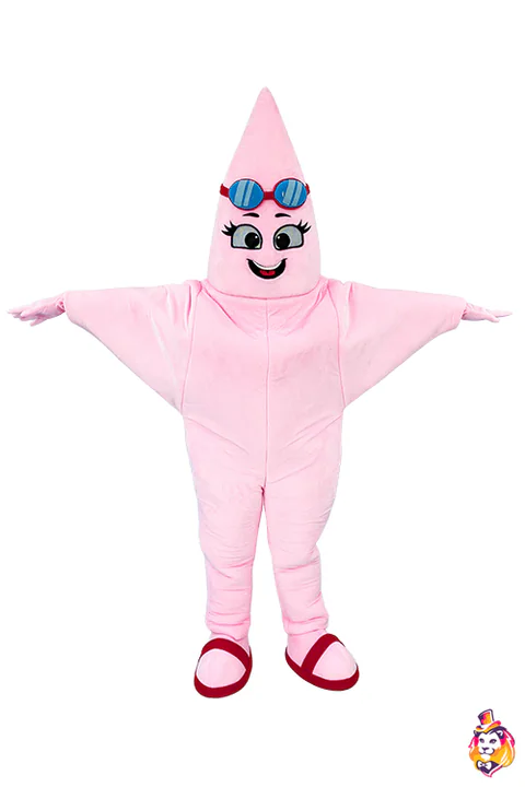 Pink Starfish in Swim Goggles Mascot Costume