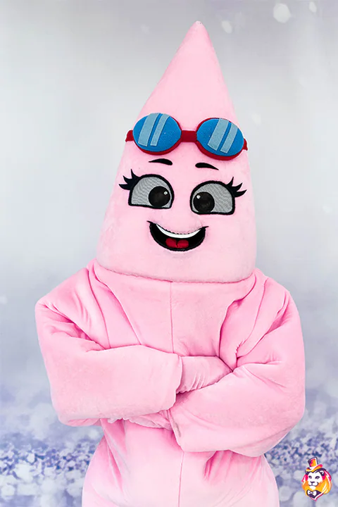 Costum de mascotă Steaua de mare roz cu ochelari de înot – detaliu