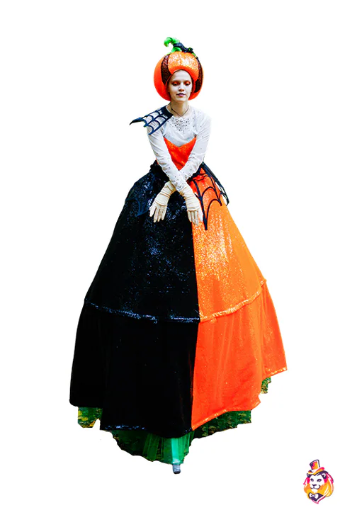 For Stilt Walker Girl Halloween Pumpkin Party Entertainer Costume